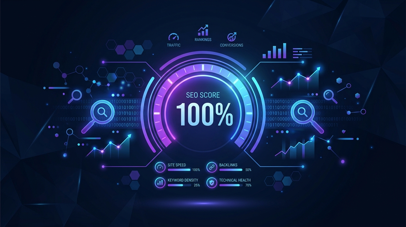 AI SEO Auditor dashboard showing Core Web Vitals scores and performance metrics for a website analysis